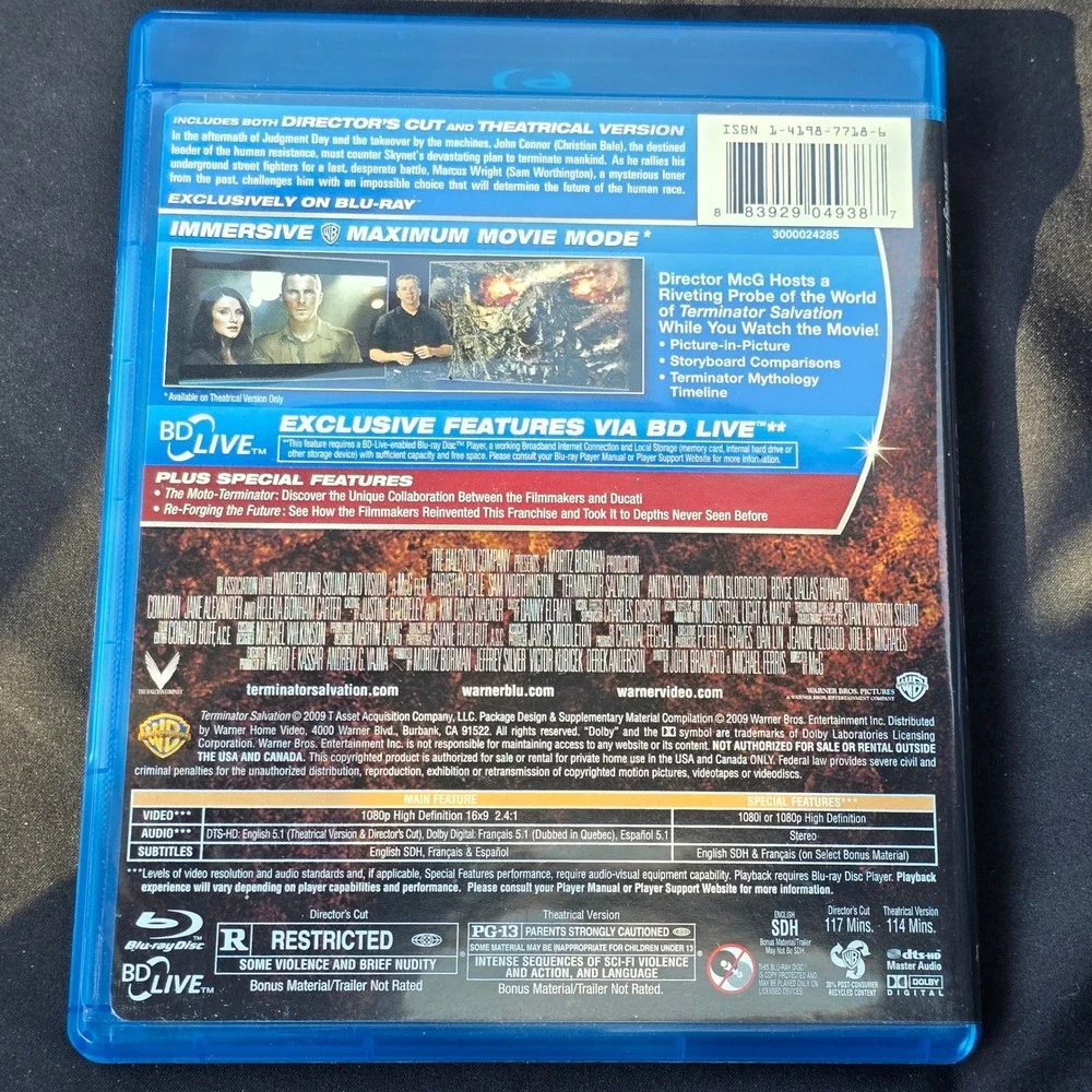 Terminator Salvation Blu-ray Director's Cut Special Edition Christian Bale McG